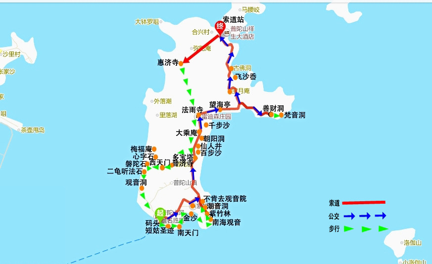 普陀山游览示意图
